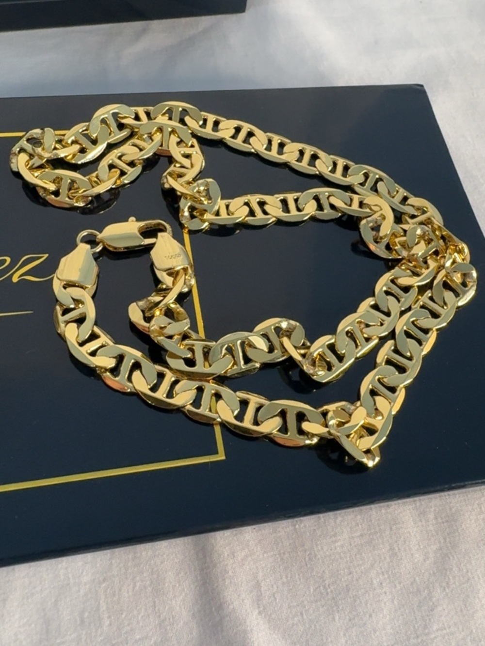 14KGP Designer Link Chain Necklace Statement Gold Tone 23” San Tropez Collezioni - Picture 5 of 8
